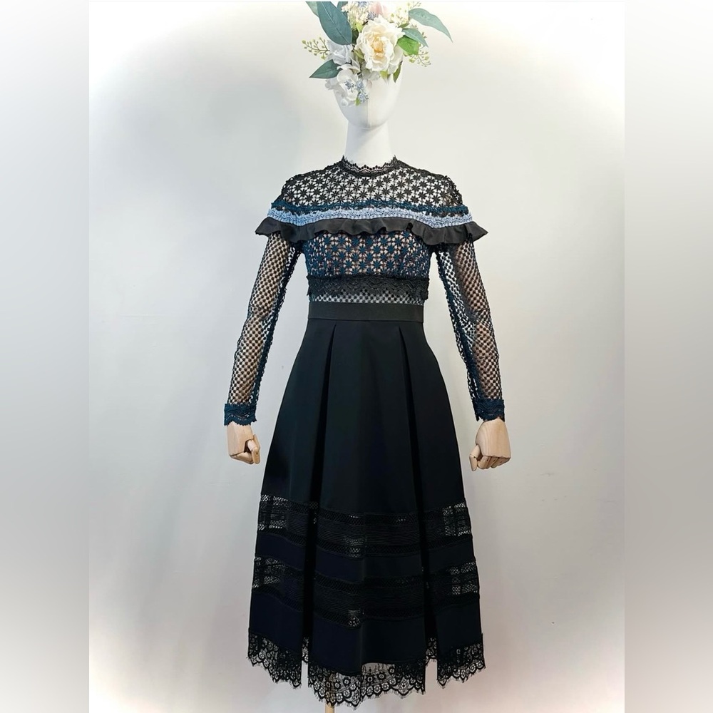 π€ Self-Portrait Bellis Lace Trim Midi Dress β Authentic - Picture 4 of 16